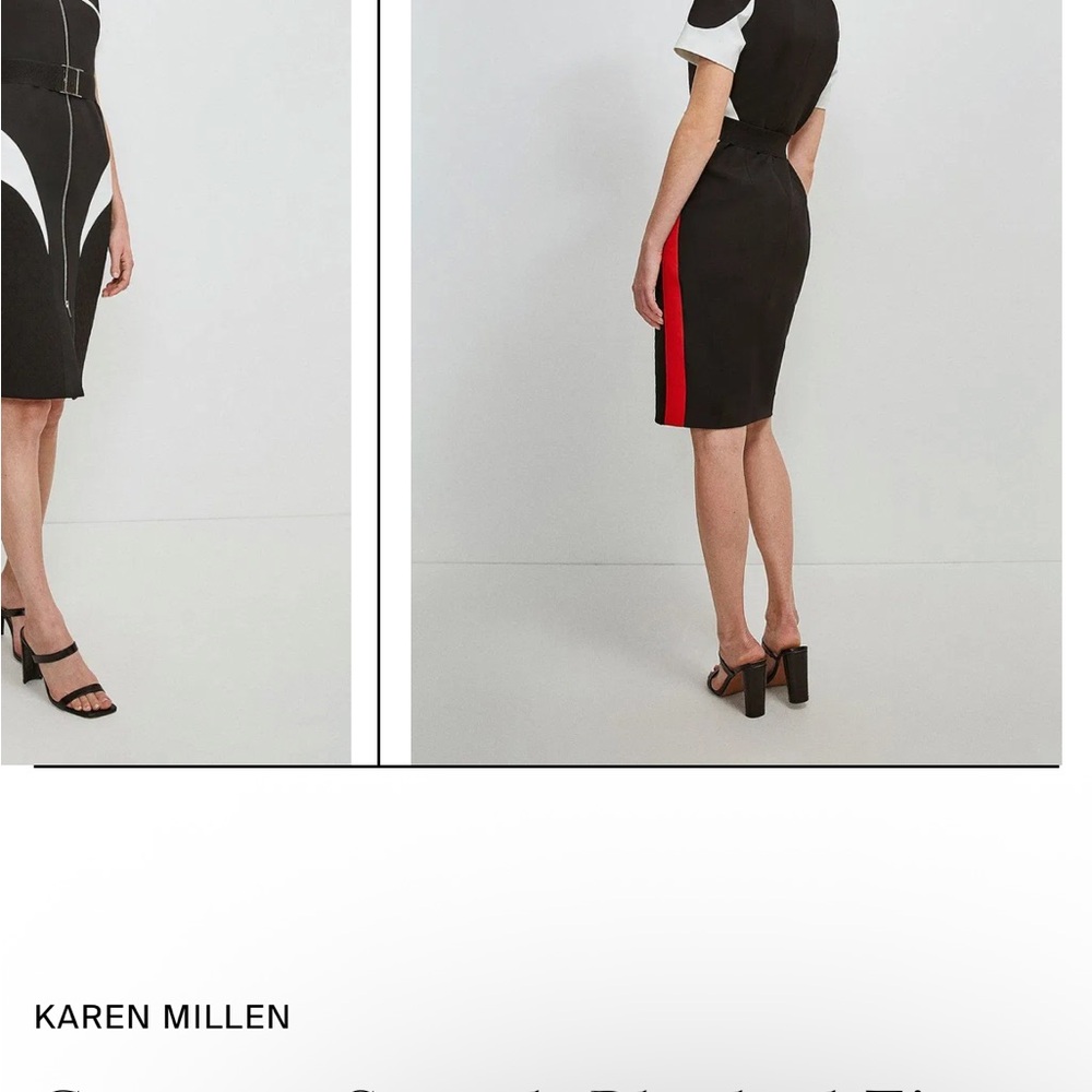Karen Millen Black, White, and Red Midi Dress - Picture 2 of 4